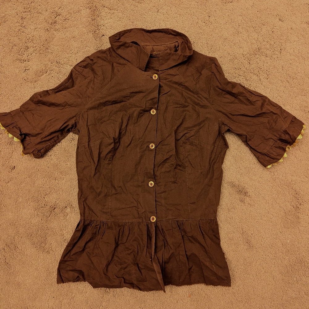 1950s Brown Patio Blouse